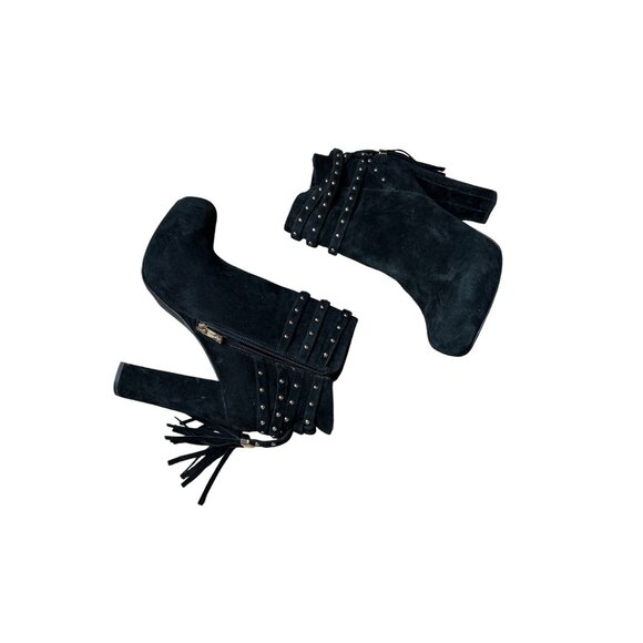 JESSICA SIMPSON MARGUERIT BLACK LEATHER ANKLE BOOTS SZ 8 NWOT - Picture 4 of 7